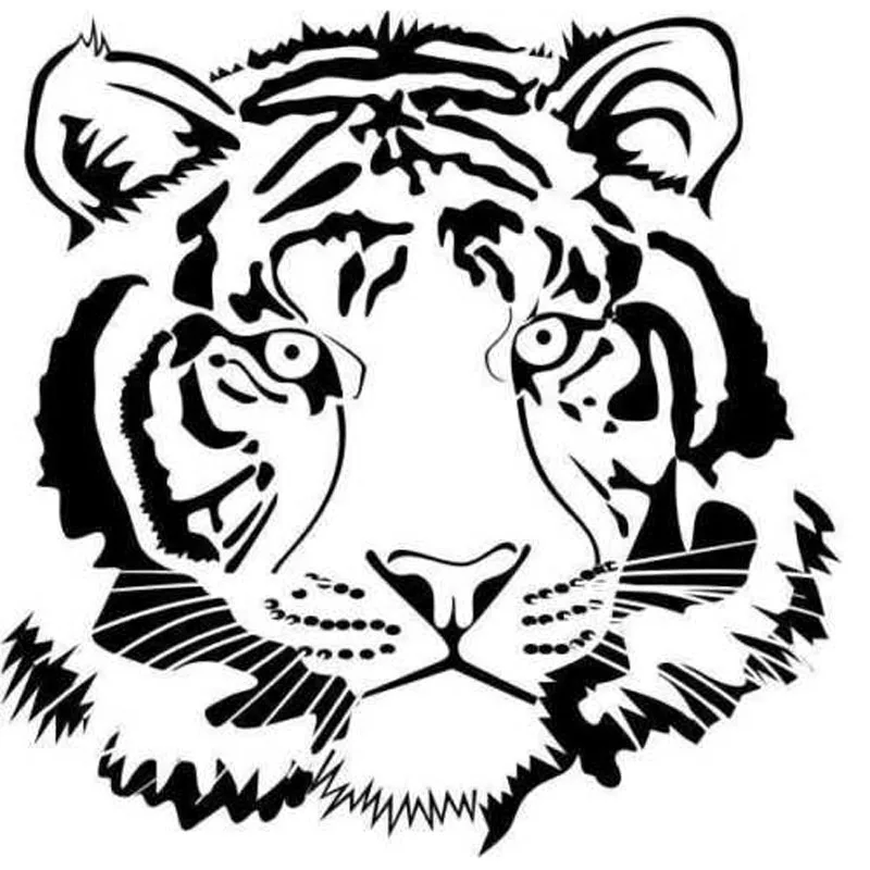 

Tiger Face Looking At You Bardian Vinyl Decal Car Decoration Sticker Car Cover Scratch Shape Sunscreen Black/white, 20cm*20cm