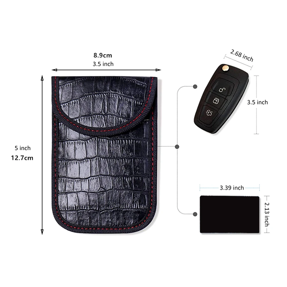 

Car Key Bag Signal Blocking Faraday Bag Easy Clean Pouch RFID crocodile pattern Car Key Pouch NFC Anti Theft Sealed Faraday Bag