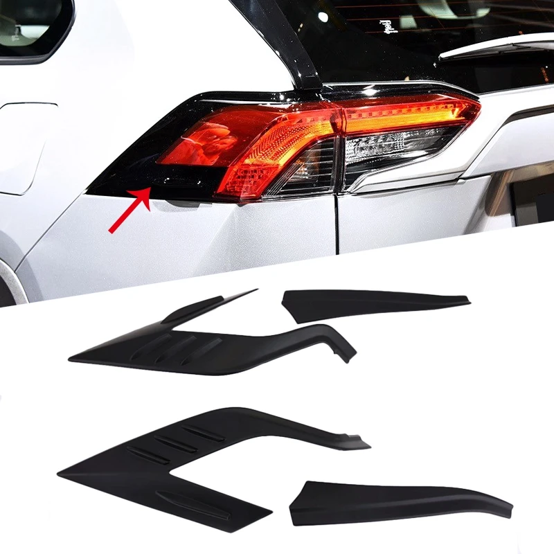 4Pcs Car Tail Rear Lamps Trim Ring Covers Decoration Stickers for Toyota Rav4 2019 2020 Car-Styling Accessories Black | Автомобили и