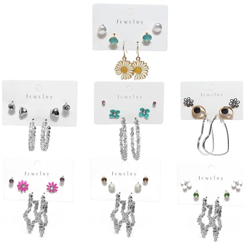 

Серьги-гвоздики женские, металлические, с цветами и звездами