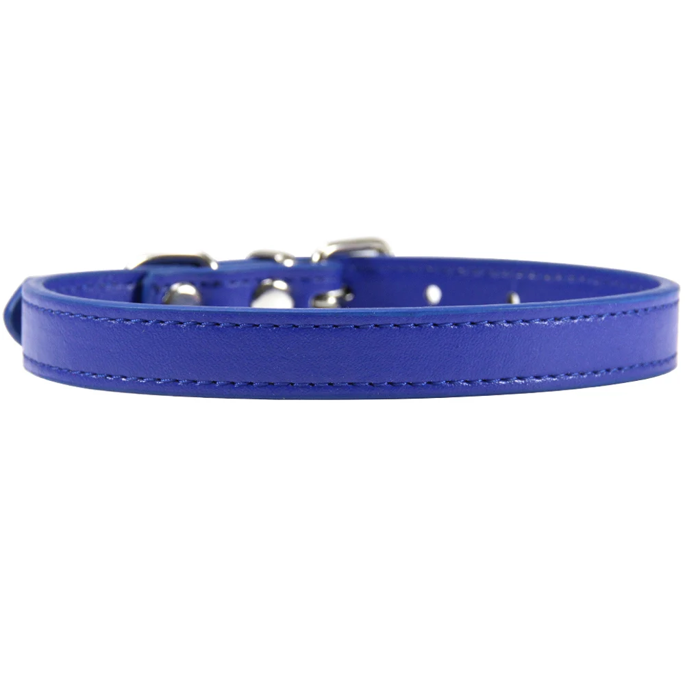 Navy Blue Dog Collar 16 шт./лот,, 16 цветов, ошейник для питомцев кошек, собак из искусственной кожи, ошейники для щенков, ошейники для маленьких и средних собак, Starp XS/S/M/L/XL - Цвет: Navy Blue Dog Collar