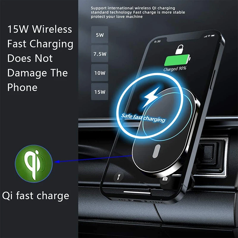 15W Qi Magnetic Wireless Car Charger Air Vent Mount For iPhone 12 Pro Max/Mini Fast Charging Phone Holder 12/13 | Мобильные телефоны