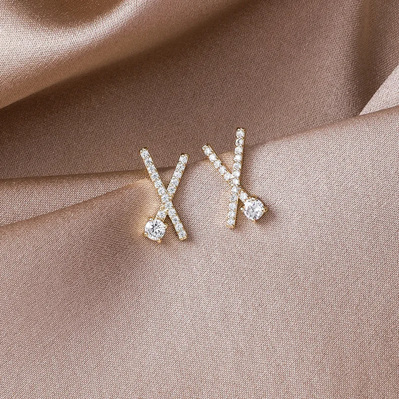 Женские классические серьги гвоздики с кристаллами|Серьги-гвоздики| |