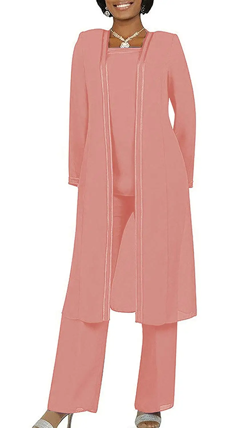 Женское длинное шифоновое платье для матери невесты костюм из трех предметов с