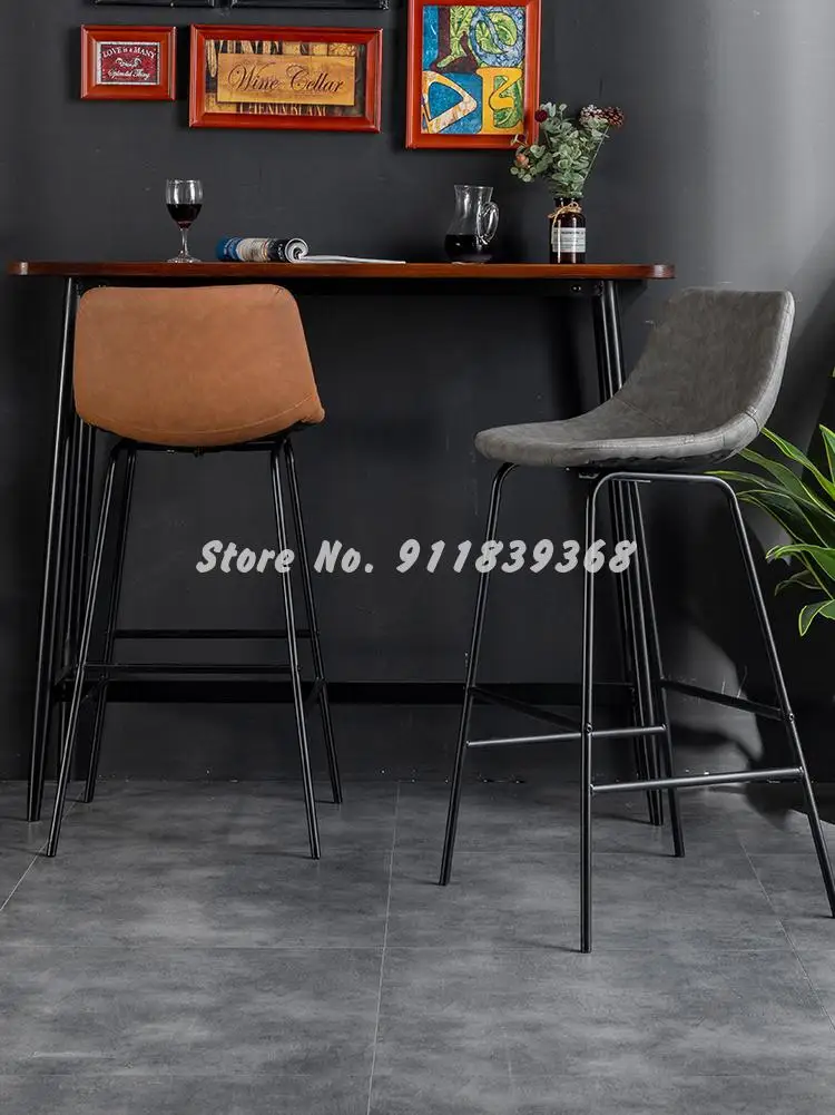 Nordic Bar Chair Modern Simple High Footed Stool Family Back Front Desk Light Luxury Iron Art Coffee Shop | Мебель