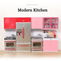 children simulation kitchen cooking miniature model pretend play toys modern kitchen with light sound for kids educational toys