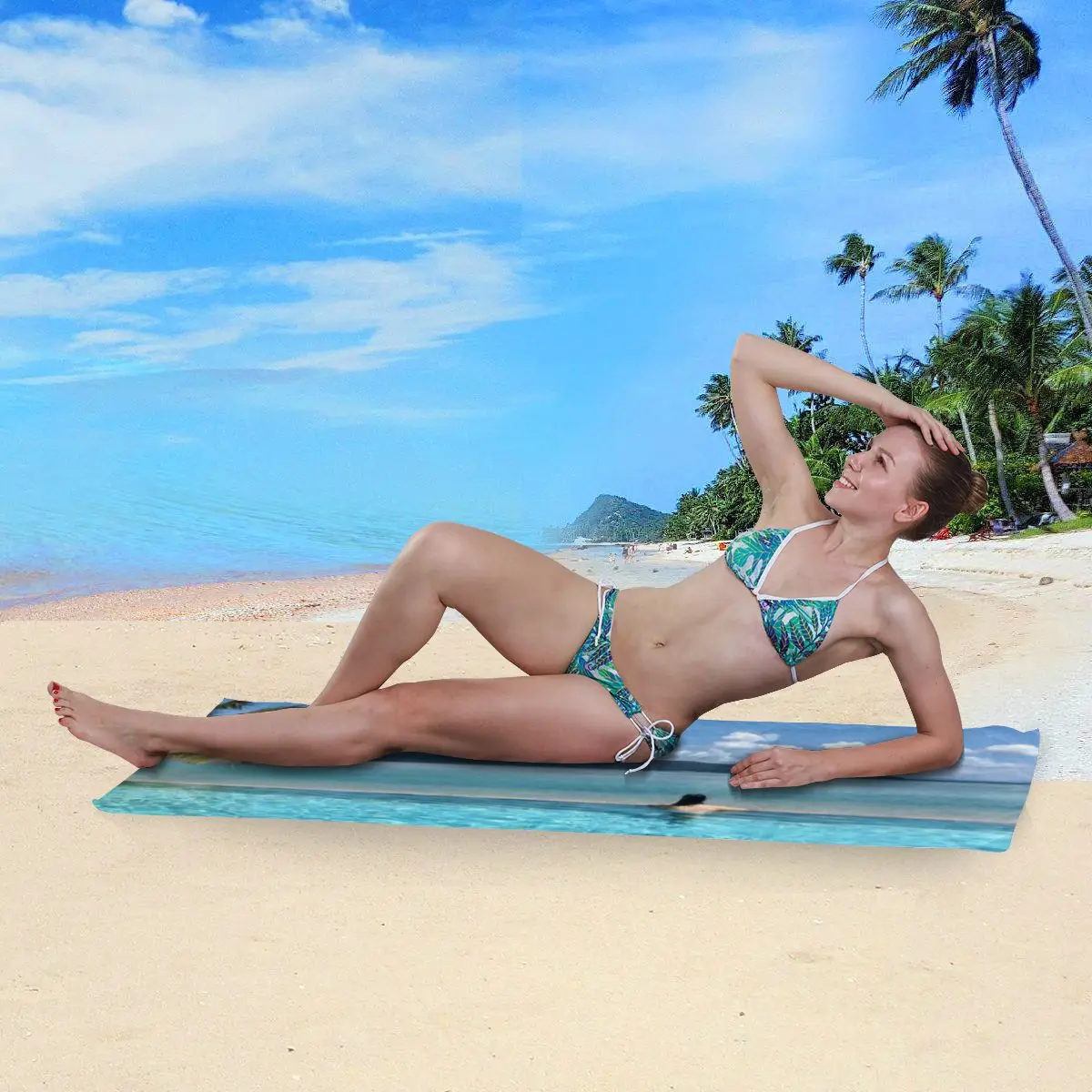 Пляжное быстросохнущее банное полотенце из микрофибры с принтом пляжное модная