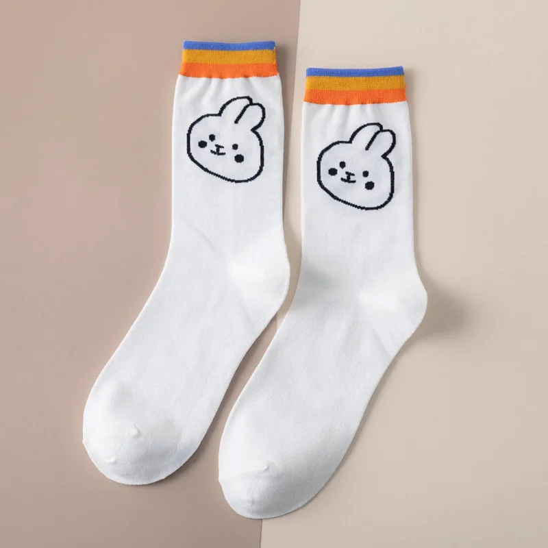 

Women Sock Rabbit Socks Girl Creative Kawaii Sox High Quality Breathable Comfortable Casual Black White Lady Japanese Calcetines