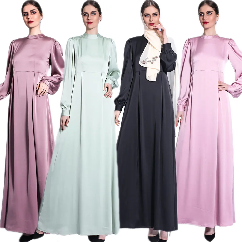 Атласная абайя Дубай женское платье макси шелковое длинное вечернее платье мусульманская женская одежда Турция Caftan Eid Рамадан Mubarak Djellaba