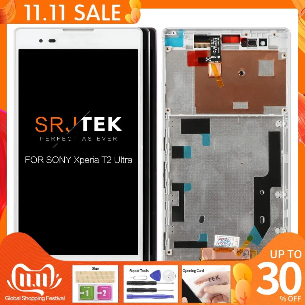 

ЖК-дисплей 6 дюймов для Sony Xperia T2 Ultra, сенсорный экран с дигитайзером в сборе, сменные детали для Sony T2 Ultra D5303 D5306 Pantalla