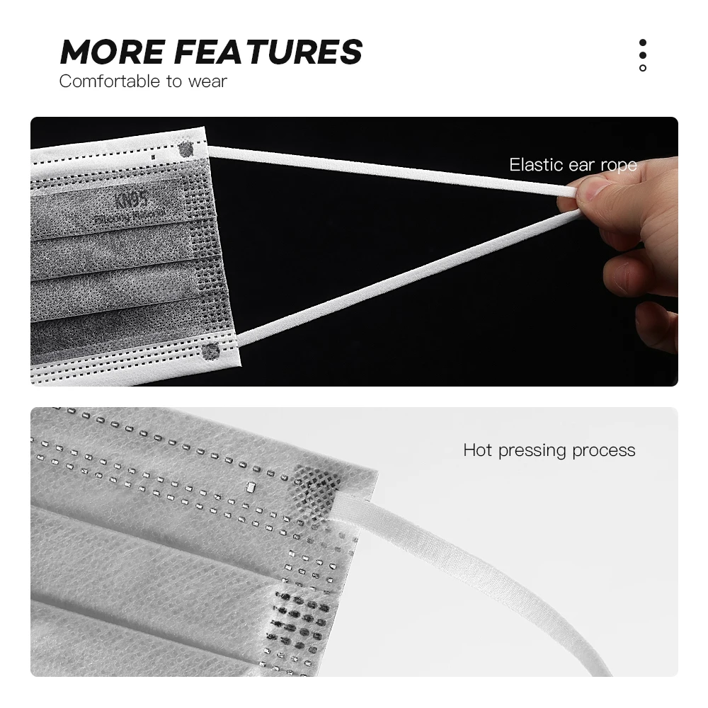 

80PC Activated Carbon Masks Anti-Odor Face Mask For Women Reutilizable KN95 Filtration 95% 24 Hours Shipping From Spain