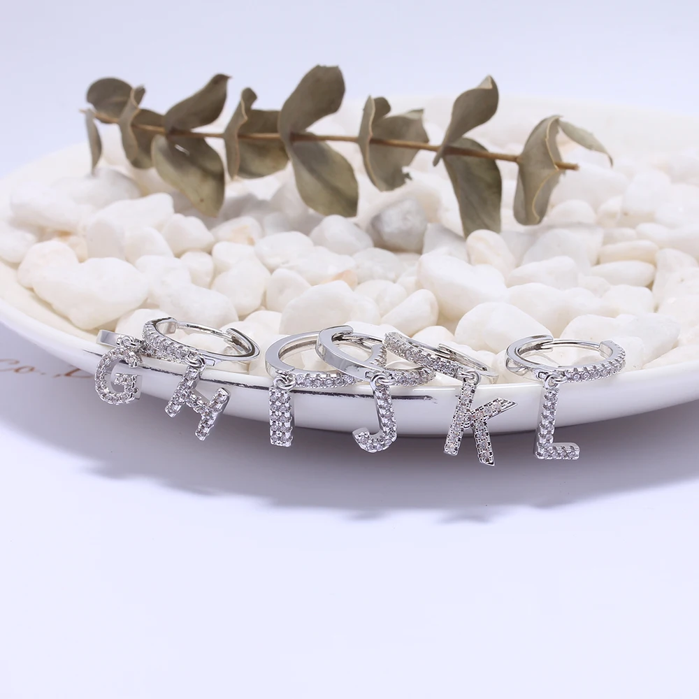 Модные циркониевые буквы с кристаллами инициалы серьги алфавит имя Diy для женщин