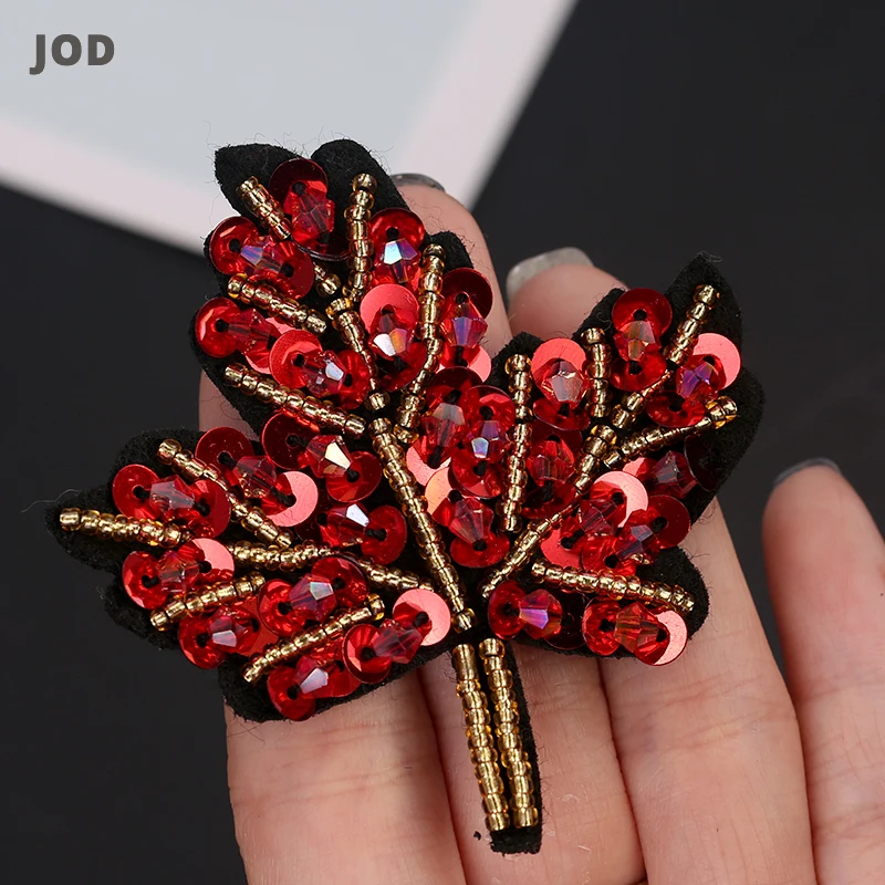 Кленовый лист Корона блесток вышитые патчи для платья патч полосы одежды значки