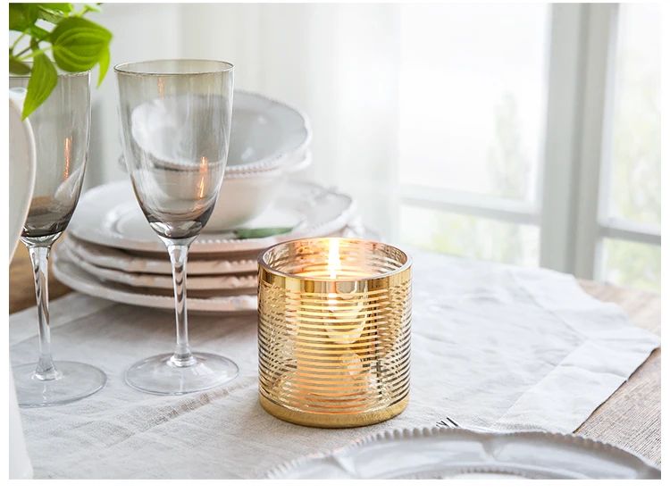 Nordic Home Decor Party Candelabra Golden Glass Candle Holders Wedding Centerpieces Decoration Streamline Process Candlestick