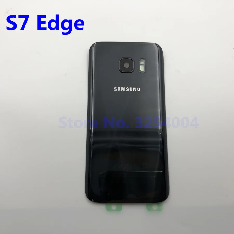S7 Edge Black Для samsung Galaxy S7 Edge G935 S7 G930 задняя крышка батарейного отсека Корпус Замена запчастей+ Ушная камера стеклянная рамка объектива - Цвет: S7 Edge Black