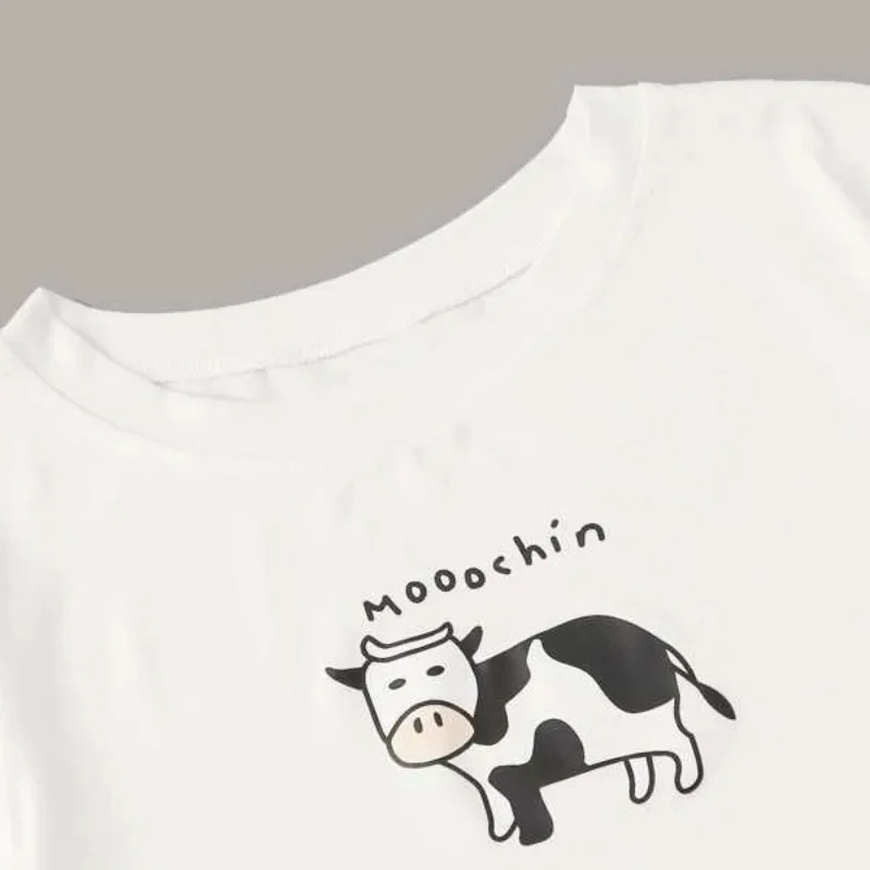 2020 Пижама с коровьим принтом для женщин ночная рубашка летняя Домашняя одежда