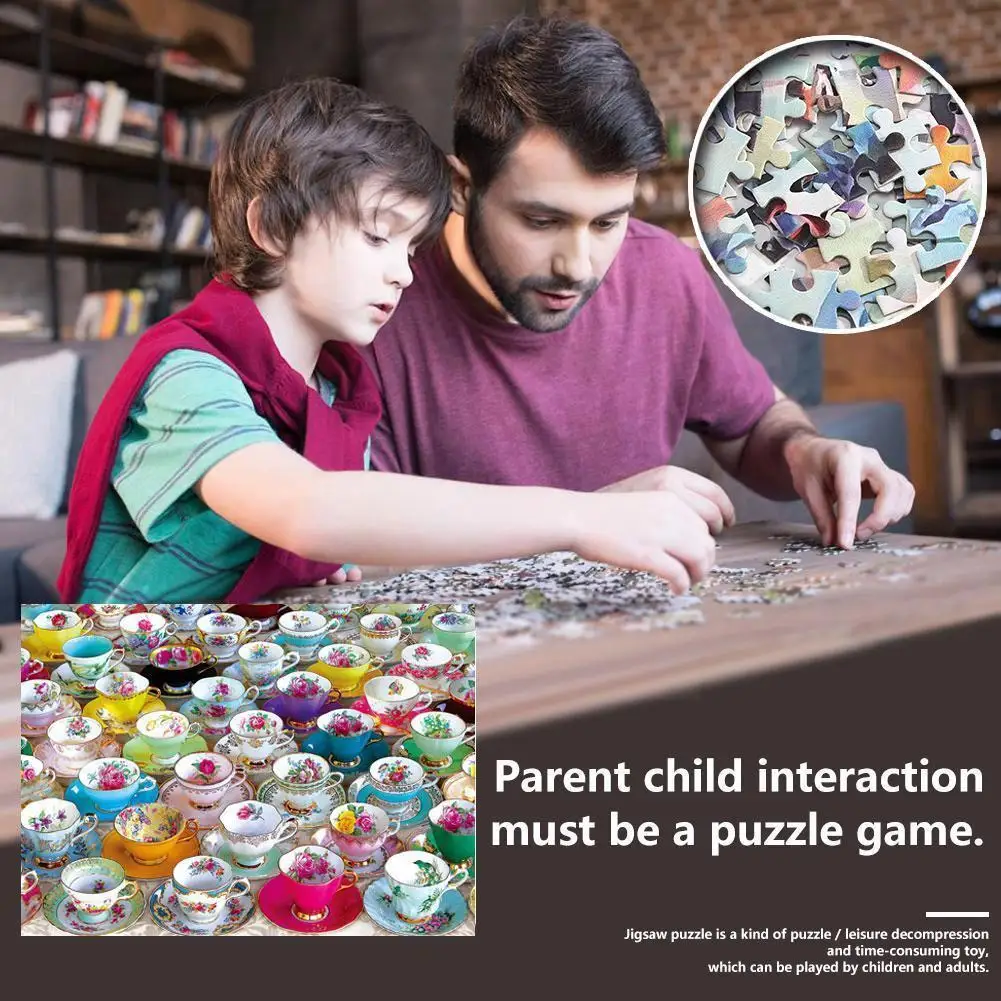 

1000 Pieces Jigsaw Puzzle Teacup Picture Self-assembling Decompression Toy Puzzles Toy Kids Educational Jigsaw For Adults P H6J6
