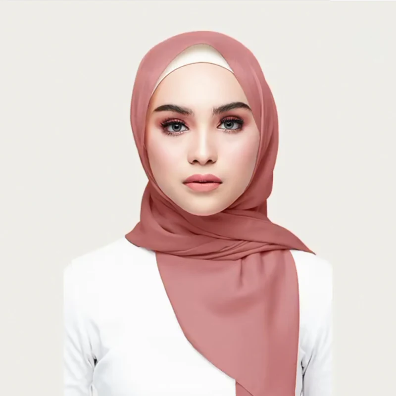 

72*175 2020 New Muslim Women Chiffon Hijab Scarf Soft Solid Head Scarves Turban Shawls and Wraps Hijab Femme Musulman