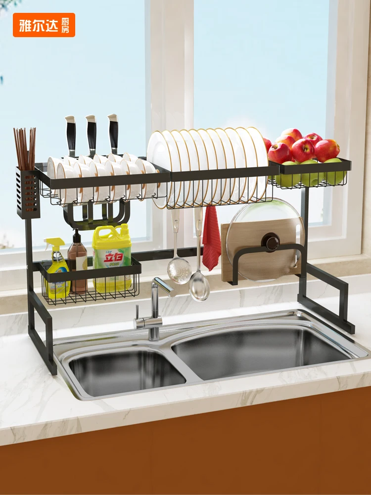 Нержавеющая сталь кухонная раковина шкаф чаша Слива блюдо стеллаж органайзер