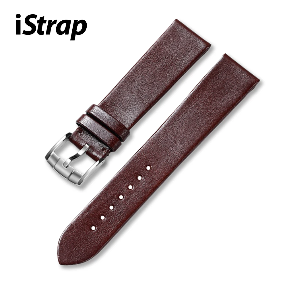 

Ультратонкий ремешок для наручных часов iStrap, быстросъемный браслет из натуральной кожи с однотонной пряжкой, коричневого цвета, 18 мм 22 мм