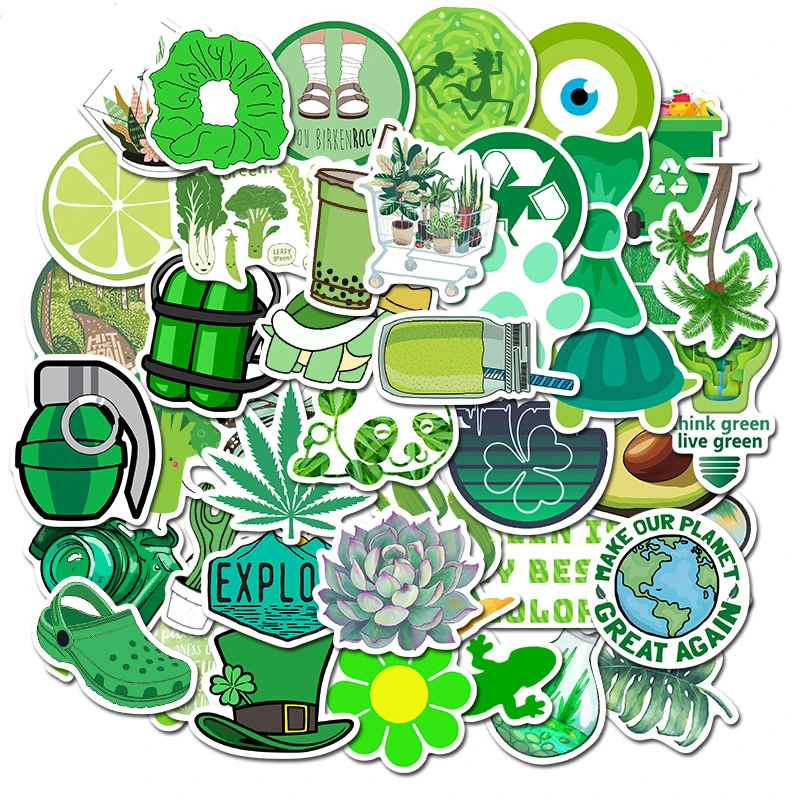 

10/30/50PCS Cartoon Creative Green Small Fresh Series Graffiti Stickers Scooter Waterproof Guitar Decoration Toys Wholesale