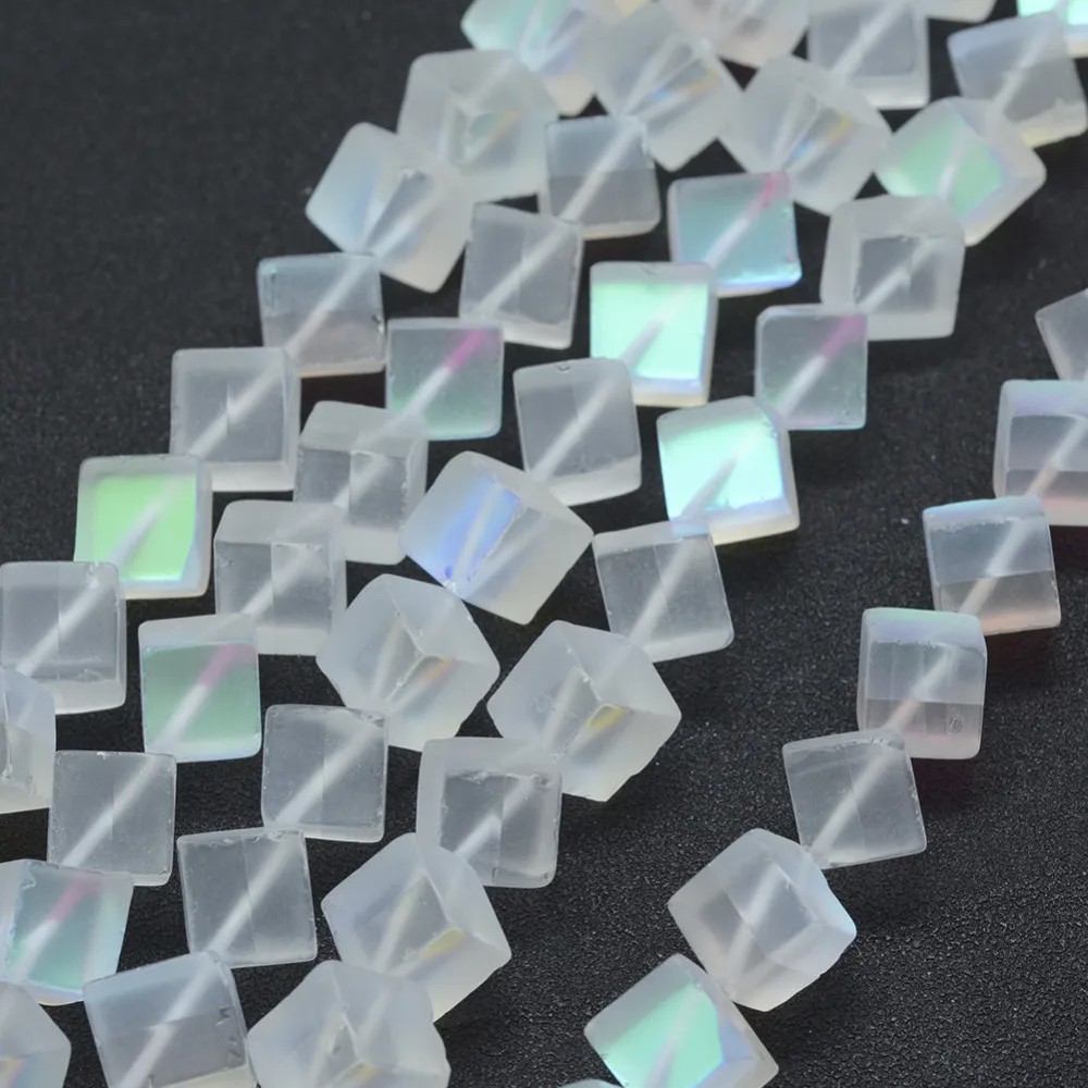 

3 Strand Dyed Frosted Synthetic Moonstone Cube Beads Strands for jewelry making accessories about 27~28pcs/strand