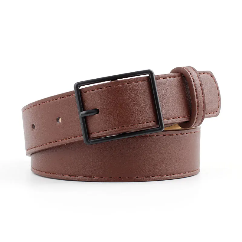 

New Trendy Female Black Square Buckle Wide Pants Belts for Women Jeans 2019 Luxury Strap Leisure Brown Women's Belt 105x3cm