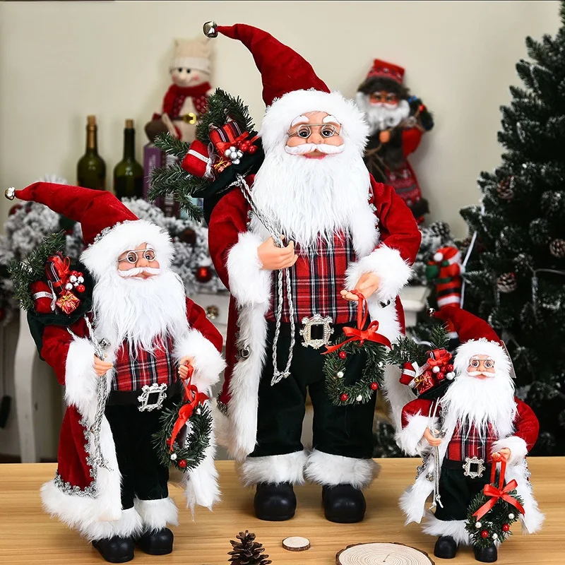 

2022 New Year Christmas Decorations for Home Red Robe Santa Claus 80/60/40cm Children's Gifts Hotel Coffee Shop Window Ornaments
