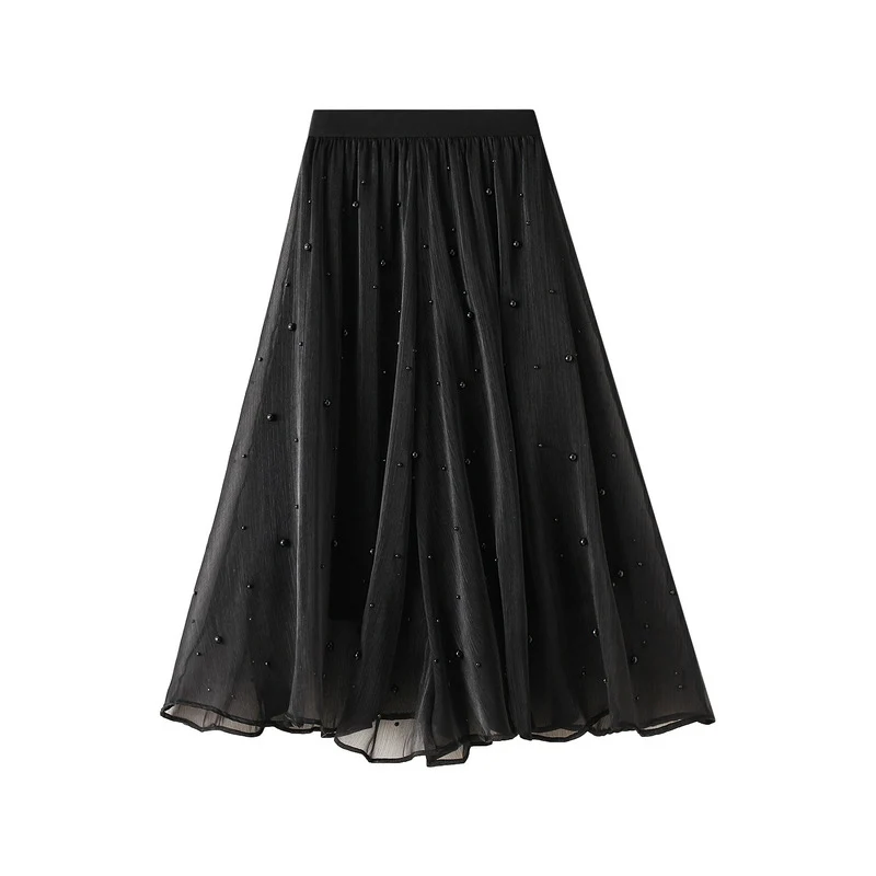 

women's high quality tulle skirt pleated skirt below knee