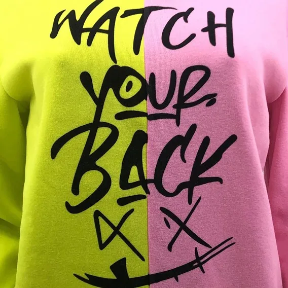 

Letter Print Winter Sweat Suits Women Sportswear Two Piece Set Color Patchwork Sweatshirts + Pants Joggers Women Set Plus Size