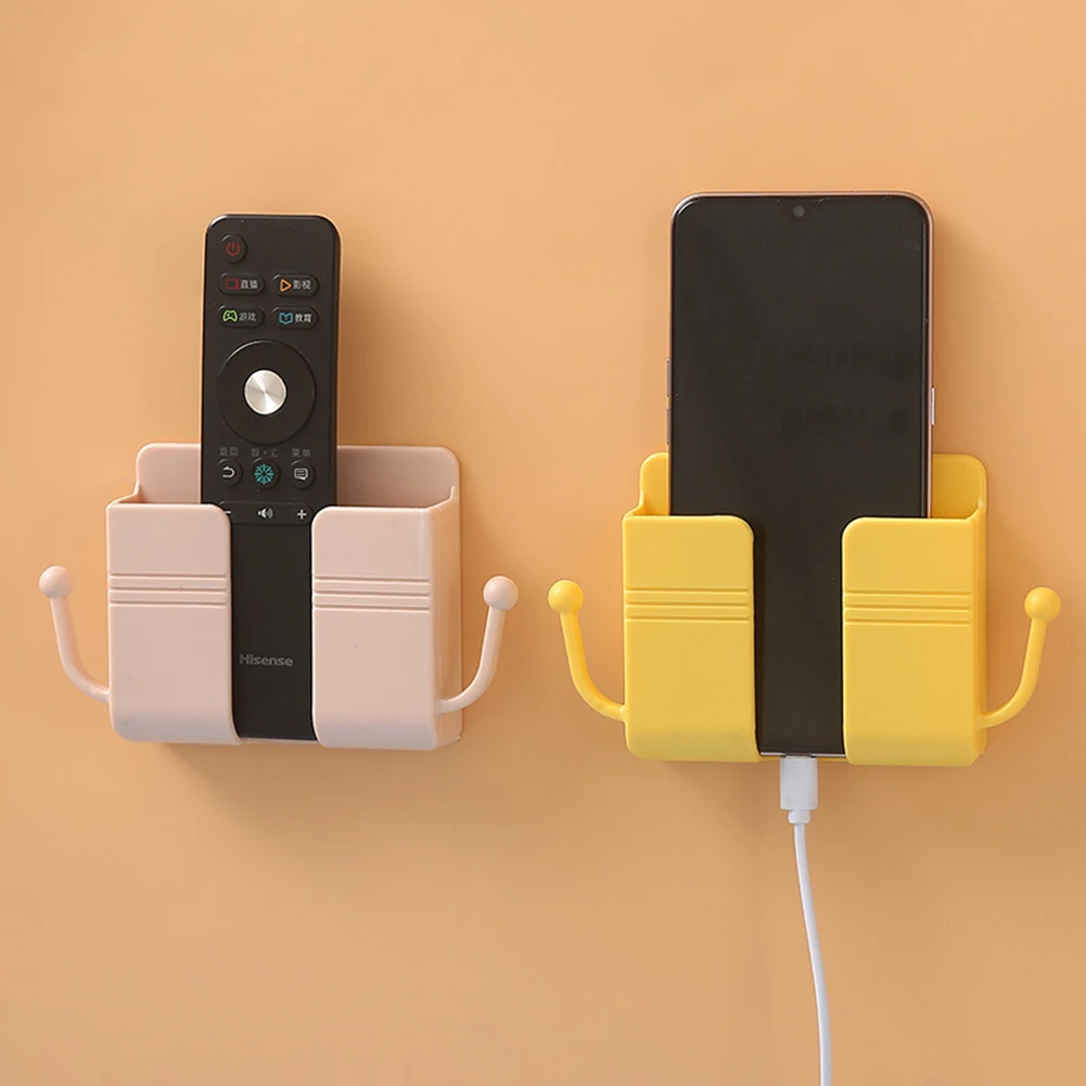 

Wall Mounted Organizer Storage Rack Plastic Self Adhesive Remote Control Mobile Phone Charging Plug Wall Holder Stand Bracket