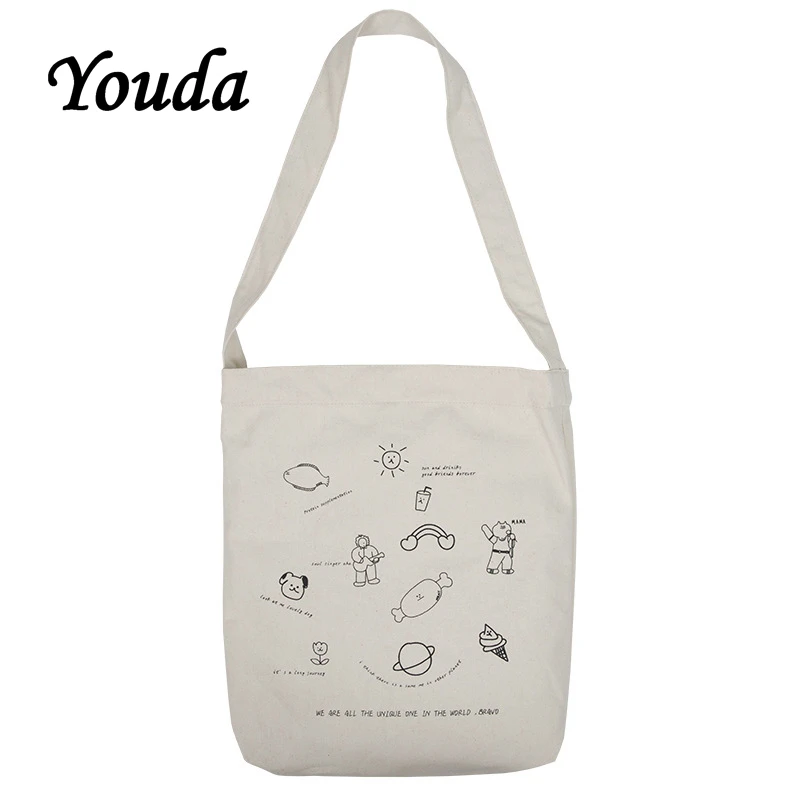 Youda Классическая мультяшная печатная Холщовая Сумка на плечо оригинальный