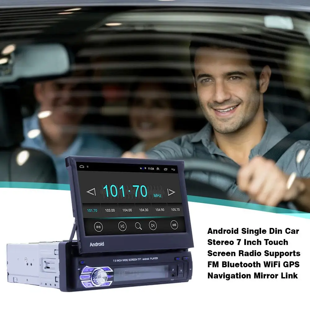 Android ОДИН Din автомобильный стерео 7 дюймов складной емкостный сенсорный экран