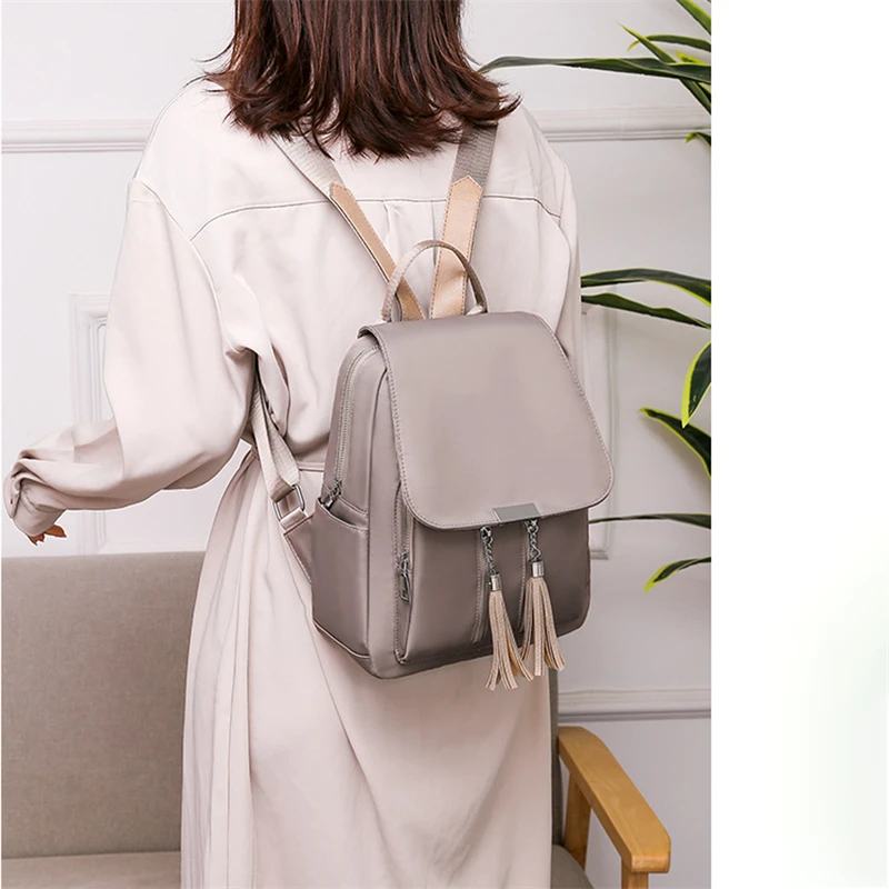 

Women's Fashion Backpack School Bookbag Simple Tassel Anti-Theft Daypack Rucksack Shoulder Bag for Teenager Girls