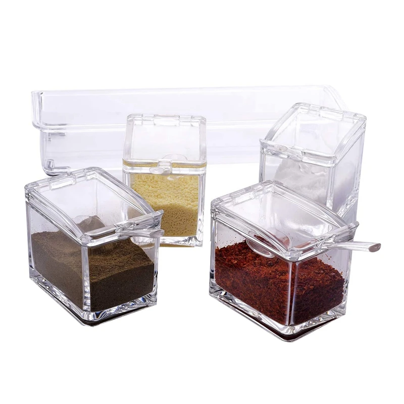 

Transparent Seasoning Rack Spice Jar 4 Pieces of PS plastic Seasoning Box Storage Container Seasoning Jar
