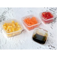 100pcs net red 40ml60ml75ml transparent packaging plastic boxes light salad dressing sauce cup square small box with lid