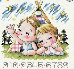 Комплект для вышивки крестиком t Bonnie Rabbit Birthday хлопковая нить с животными надписью