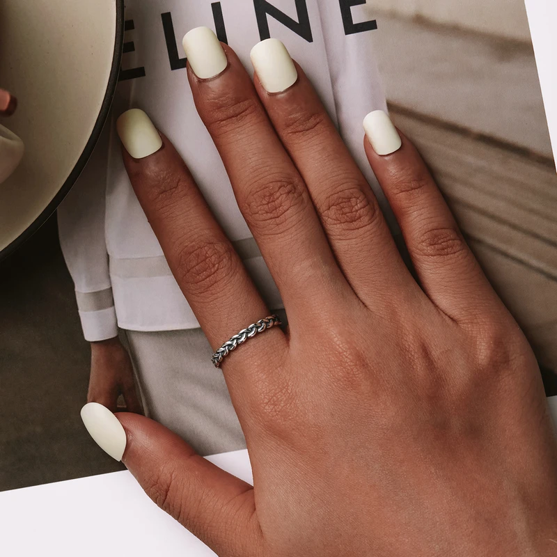 Женское кольцо с плетеной текстурой оригинальное из стерлингового серебра 100%