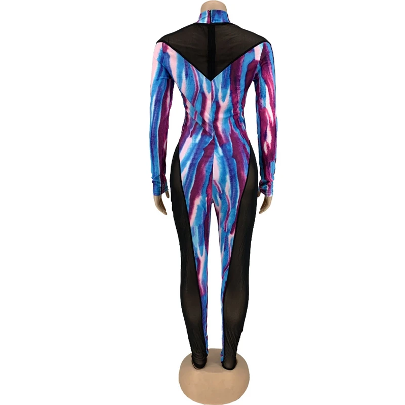 

New 2021 Velvet Women Jumpsuits Mesh Patchwork See Through Long Sleeve Rompers Nightclub Party Wears Sexy Bodycon S-XL