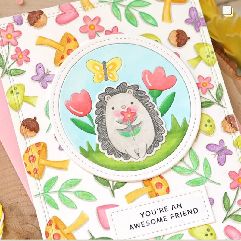 

JC Metal Cutting Dies and Stamps Hedgehog Flowers Scrapbooking Craft Stencil Handmade Card Make Album Sheet Mold Die Cut Model