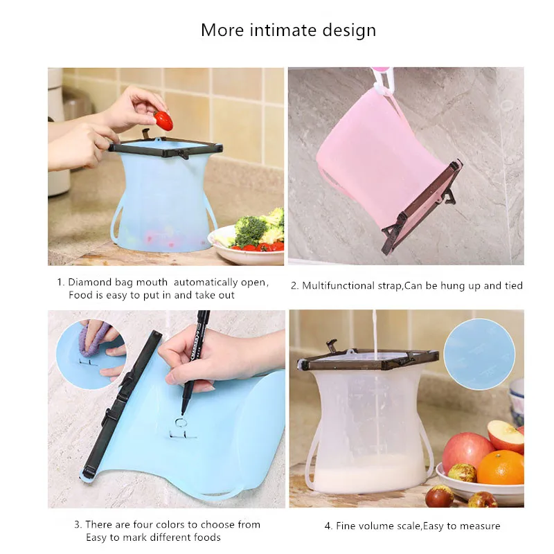 Портативный силиконовый Еда сумка для хранения герметичной упаковки