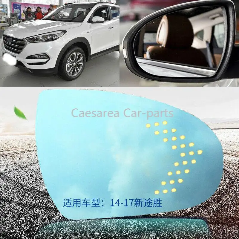 

For Hyundai Tucson Car Rearview Mirror Glare Proof Blue Glasses Led Lamp Heated