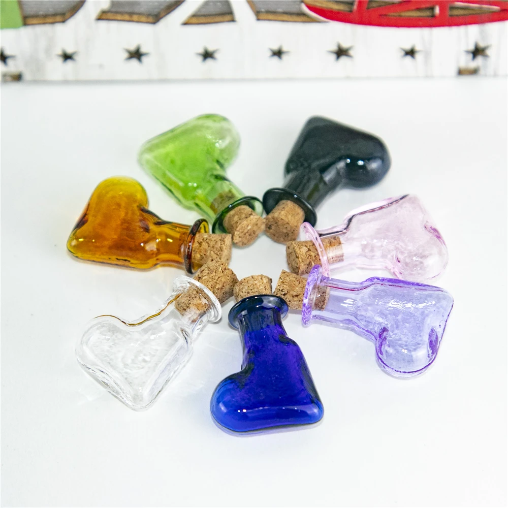 Смешанные маленькие подвески для духов в форме сердца 7 цветов банки стеклянные
