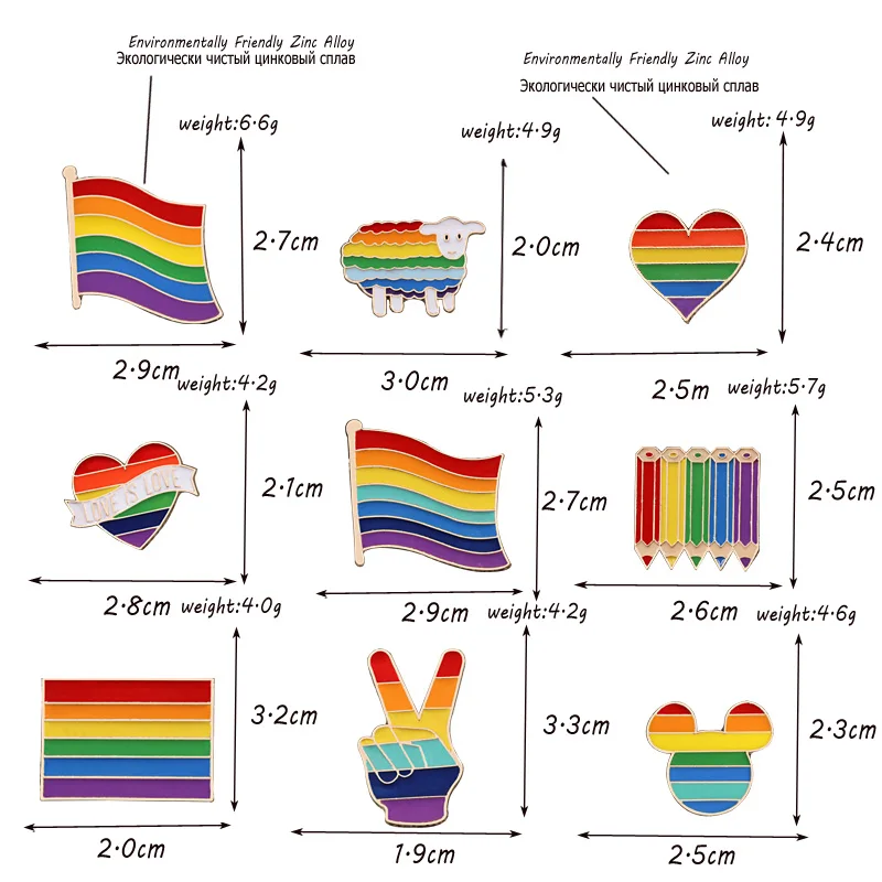 Эмалированная брошь Love Pride радужная в форме сердца для геев флага женщин|Броши| |