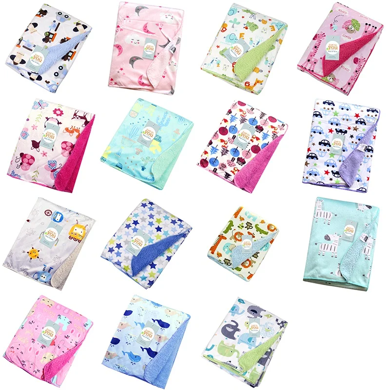 

Baby blankets thicken double layer infant swaddle bebe envelope wrap newborn baby bedding blanket animal manta 102*76cm w