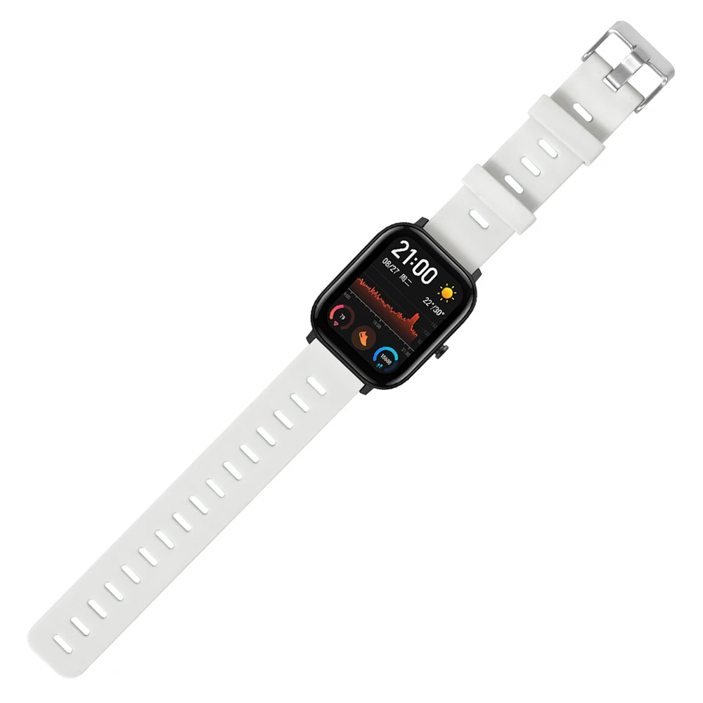 Новинка для Huami Amazfit GTS 20 мм с плоской головкой монохромные часы стальная пряжка силиконовый ремешок умные часы браслет аксессуары