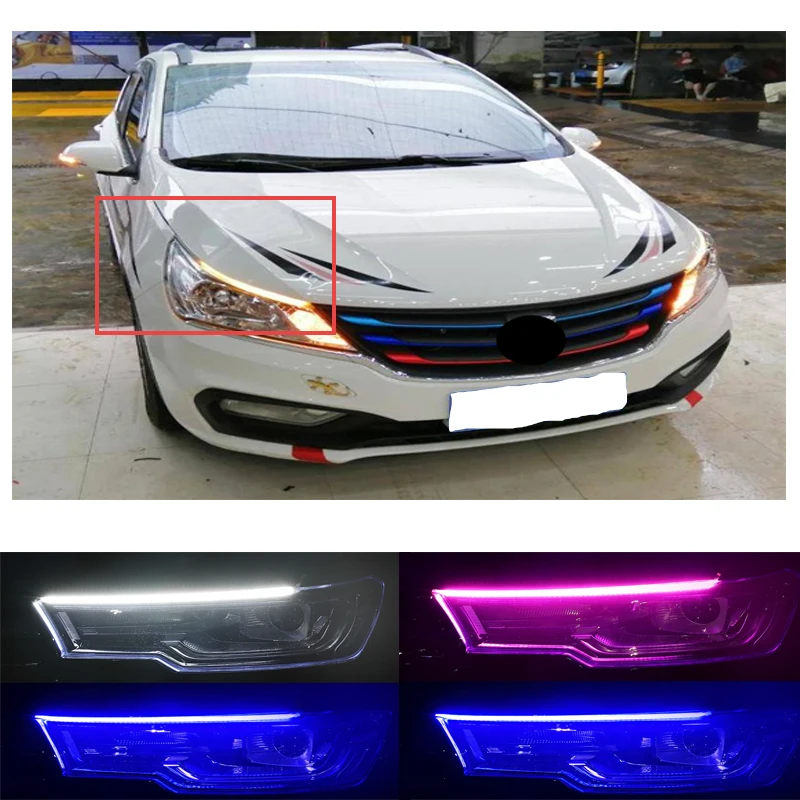 2 шт Автомобильный светодиодный Белый DRL Атмосфера лампы сигнала поворота