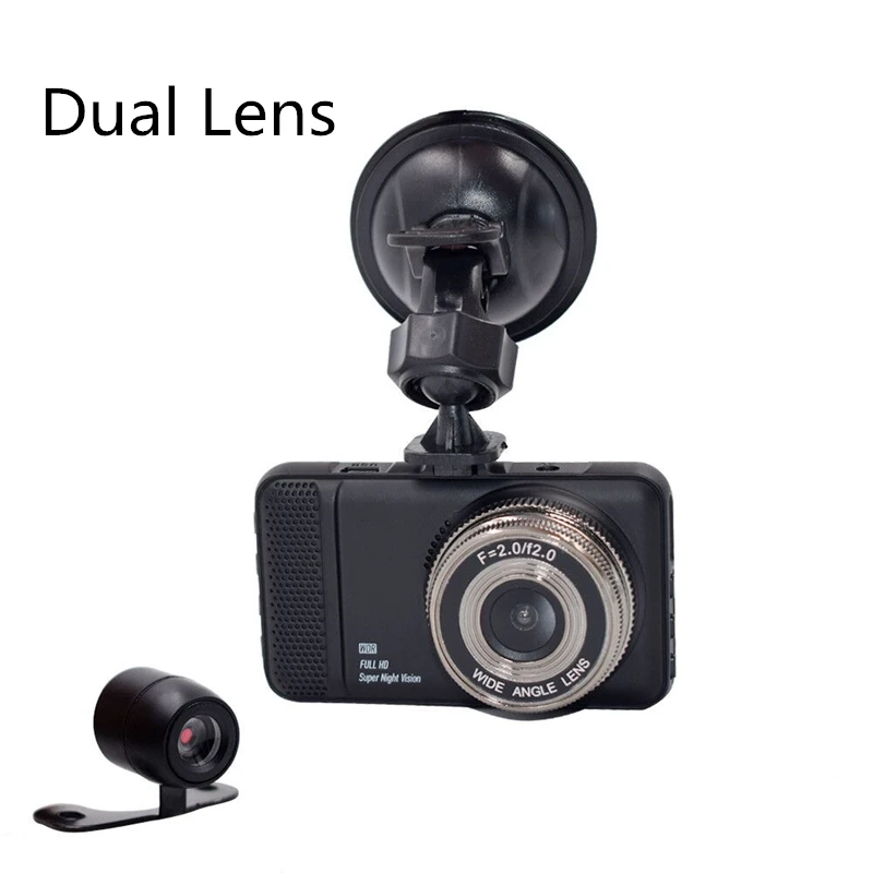 Dual Lens Автомобильный видеорегистратор Full HD 1080P двойной объектив 4 дюйма ips экран WDR Автомобильная камера видеорегистратор ночного видения g-сенсор режим парковки - Название цвета: Dual Lens