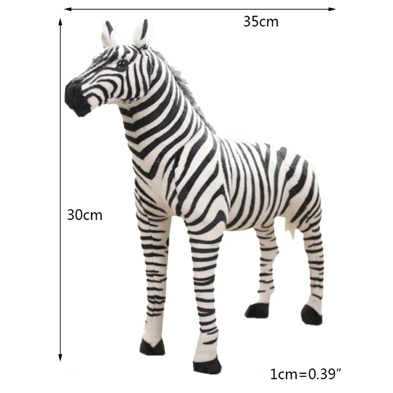 

Soft Stuffed Plush Animal Pillow Realistic Zebra for Children's Birthday Gift