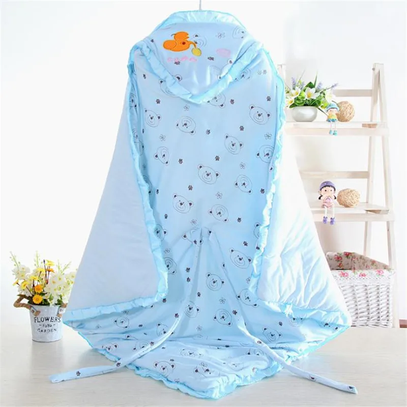 Cotton Hooded Baby Blanket Warm Newborn Swaddle Wrap 90*90cm Winter Sleeping Bag for Kids | Мать и ребенок